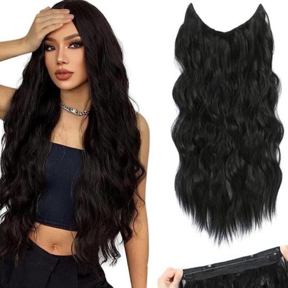 20 Inch Invisible Wire Hair Extensions Black